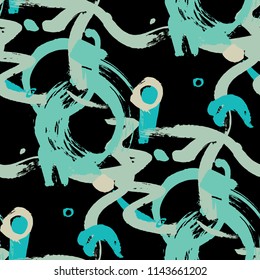 Brush Strokes. Seamless Texture for Textile, Print, Tablecloth. Bright Seamless Ornament in Vintage Colors. Vector Abstract Background. Rapport