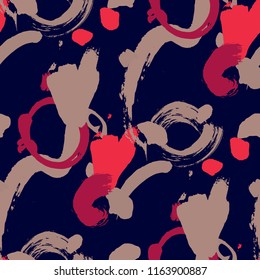 Brush Strokes. Seamless Texture for Textile, Print, Tablecloth. Bright Seamless Ornament in Trendy Colors. Vector Abstract Background. Rapport