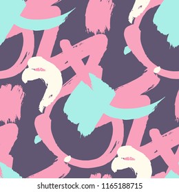 Brush Strokes. Seamless Texture for Textile, Print, Tablecloth. Colorful Seamless Ornament in Modern Colors. Vector Abstract Background. Rapport