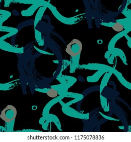 Brush Strokes. Seamless Texture for Textile, Print, Chintz. Bright Seamless Ornament in Retro Colors. Vector Abstract Background. Rapport