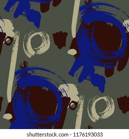 Brush Strokes. Seamless Texture for Textile, Linen, Chintz. Bright Seamless Ornament in Vintage Colors. Vector Abstract Background. Rapport