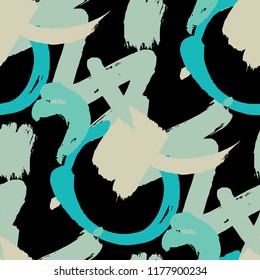 Brush Strokes. Seamless Texture for Textile, Print, Chintz. Bright Seamless Ornament in Vintage Colors. Vector Abstract Background. Rapport