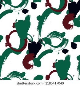 Brush Strokes. Seamless Texture for Textile, Print, Tablecloth. Bright Seamless Ornament in Vintage Colors. Vector Abstract Background. Rapport