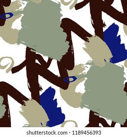 Brush Strokes. Seamless Texture for Textile, Print, Tablecloth. Colorful Seamless Ornament in Trendy Colors. Vector Abstract Background. Rapport