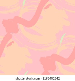Brush Strokes. Seamless Texture for Textile, Print, Tablecloth. Colorful Seamless Ornament in Trendy Colors. Vector Abstract Background. Rapport