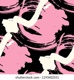 Brush Strokes. Seamless Texture for Textile, Linen, Chintz. Colorful Seamless Ornament in Modern Colors. Vector Abstract Background. Rapport