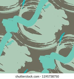 Brush Strokes. Seamless Texture for Textile, Print, Tablecloth. Colorful Seamless Ornament in Retro Colors. Vector Abstract Background. Rapport