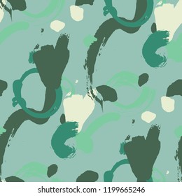 Brush Strokes. Seamless Texture for Textile, Linen, Chintz. Bright Seamless Ornament in Modern Colors. Vector Abstract Background. Rapport