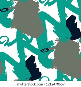 Brush Strokes. Seamless Texture for Textile, Linen, Chintz. Colorful Seamless Ornament in Modern Colors. Vector Abstract Background. Rapport