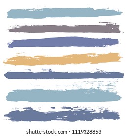 brush strokes set backgrounds. Paint line grunge collection. Set of bright grungy hand painted brush strokes isolated on white. Abstract ink texture, design elements borders or frames.