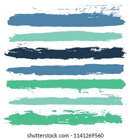 brush strokes set backgrounds. Paint line grunge collection. Set of grungy hand painted brush strokes isolated on white. Abstract ink texture, design elements for borders or frames.