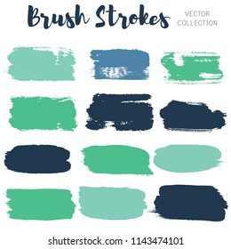 brush strokes set backgrounds. Paint line grunge collection. Set of grungy hand painted brush strokes isolated on white. Abstract ink texture, design elements for borders or frames.