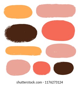 brush strokes set backgrounds. Paint line grunge collection. Set of bright grungy hand painted brush strokes isolated on white. Abstract ink texture, design elements borders or frames.