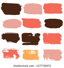 brush strokes set backgrounds. Paint line grunge collection. Set of bright grungy hand painted brush strokes isolated on white. Abstract ink texture, design elements borders or frames.