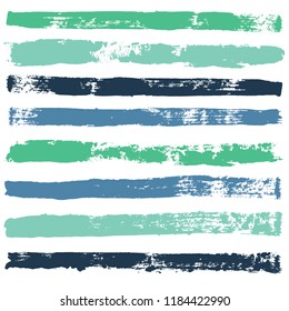brush strokes set backgrounds. Paint line grunge collection. Set of grungy hand painted brush strokes isolated on white. Abstract ink texture, design elements for borders or frames.