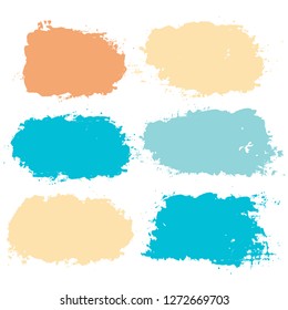 brush strokes set backgrounds. Paint lines sea grunge collection. Set of summer grungy hand painted brush strokes isolated on white. Abstract marine ink texture, design elements. Vector