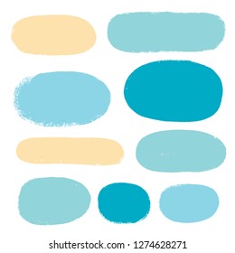 brush strokes set backgrounds. Paint lines sea grunge collection. Set of summer grungy hand painted brush strokes isolated on white. Abstract marine ink texture, design elements. Vector