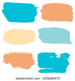 brush strokes set backgrounds. Paint lines sea grunge collection. Set of summer grungy hand painted brush strokes isolated on white. Abstract marine ink texture, design elements. Vector