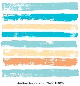 brush strokes set backgrounds. Paint lines sea grunge collection. Set of summer grungy hand painted brush strokes isolated on white. Abstract marine ink texture, design elements. Vector