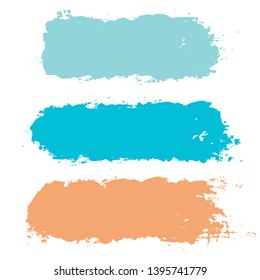 brush strokes set backgrounds. Paint lines sea grunge collection. Set of summer grungy hand painted brush strokes isolated on white. Abstract marine ink texture, design elements. Vector