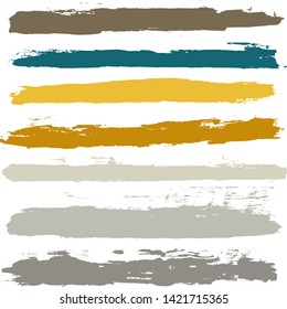 brush strokes set backgrounds. Paint line grunge collection. Set of grungy hand painted brush strokes isolated on white. Abstract ink texture, design elements borders or frames. - Vector