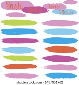 brush strokes set backgrounds. Paint line grunge collection. Set of grungy hand painted brush strokes isolated on white. Abstract ink texture, design elements borders or frames. - Vector