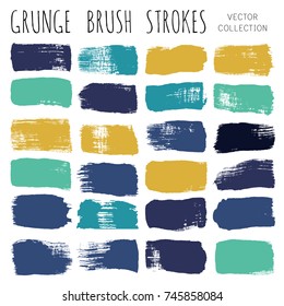 brush strokes set backgrounds. Paint line grunge collection. Set of grungy hand painted brush strokes isolated on white. Abstract ink texture, design elements borders or frames.