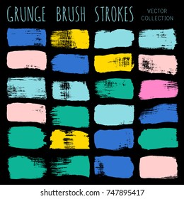 brush strokes set backgrounds. Paint line grunge collection. Set of light pastel grungy hand painted brush strokes isolated on white. Abstract ink texture, design elements borders or frames.