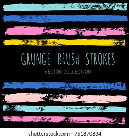 brush strokes set backgrounds. Paint line grunge collection. Set of light pastel grungy hand painted brush strokes isolated on white. Abstract ink texture, design elements borders or frames.