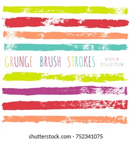 brush strokes set backgrounds. Paint line grunge collection. Set of grungy hand painted brush strokes isolated on white. design elements borders or frames, ink texture,