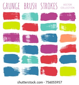 brush strokes set backgrounds. Paint line grunge collection. Set of grungy hand painted brush strokes isolated on white. design elements borders or frames, ink texture,