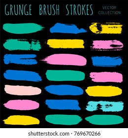 brush strokes set backgrounds. Paint line grunge collection. Set of light pastel grungy hand painted brush strokes isolated on white. Abstract ink texture, design elements borders or frames.