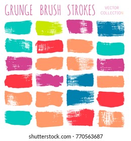 brush strokes set backgrounds. Paint line grunge collection. Set of grungy hand painted brush strokes isolated on white. design elements borders or frames, ink texture,