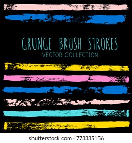 brush strokes set backgrounds. Paint line grunge collection. Set of light pastel grungy hand painted brush strokes isolated on white. Abstract ink texture, design elements borders or frames.