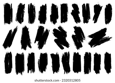 conjunto de trazos de pincel, salpicadura de pintura negra, pinceles de grueso