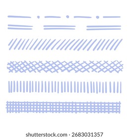 Pinceladas establecidas, doodle subraya la colección. Trazos de grunge dibujados a mano. Bordes de marcador de garabatos