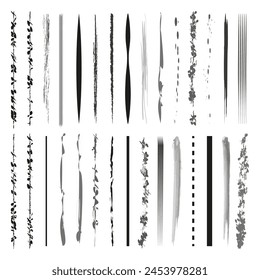 Brush strokes set. Grunge lines collection. Artistic paint marks. Vector illustration. EPS 10.