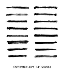 Brush strokes set hand drawn scribble abstract vector illustration. Border design template. EPS 10