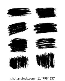 Brush strokes set hand drawn scribble abstract vector illustration. Border design template. EPS 10