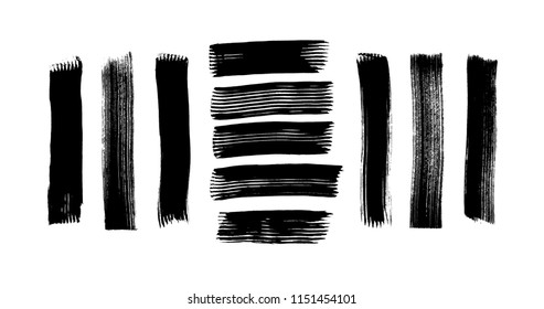 Brush strokes set hand drawn scribble abstract vector illustration. Border design template. EPS 10