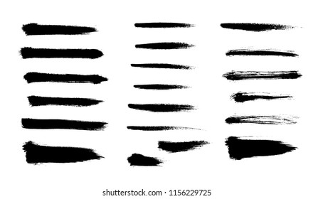 Brush strokes set hand drawn scribble abstract vector illustration. Border design template. EPS 10