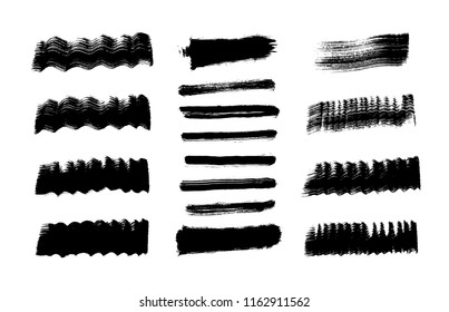 Brush strokes set hand drawn scribble abstract vector illustration. Border design template. EPS 10