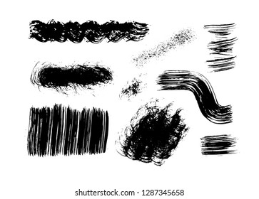 Brush strokes set hand drawn scribble abstract vector illustration. Border design template.