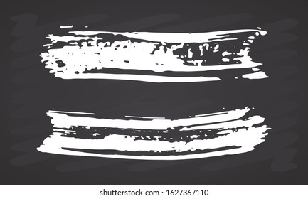 Brush strokes Set hand drawn grunge texture vector illustration on chalkboard background.