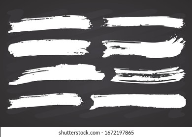 Brush strokes Set hand drawn grunge texture vector illustration on chalkboard background. - Shutterstock ID 1672197865