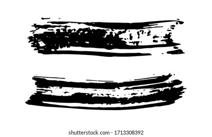 Pincel trazos Establecer ilustración vectorial de textura grunge dibujada a mano aislada en fondo blanco.