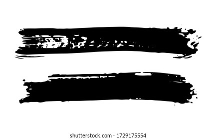 Trazos de pincel Establecer la ilustración vectorial de textura grunge dibujada a mano aislada en el fondo blanco.