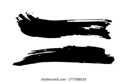 Brush strokes Set hand drawn grunge texture vector illustration isolated on white background.