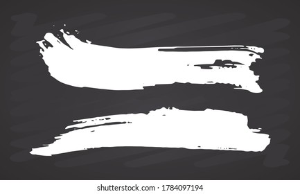 Brush strokes Set hand drawn grunge texture vector illustration on chalkboard background.