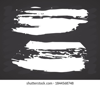 Brush strokes Set hand drawn grunge texture vector illustration on chalkboard background.